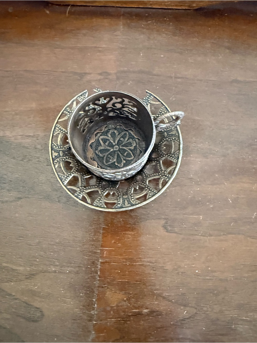 TURKISH ARABIC COFFEE CUP HOLDER Comes With One Saucer That’s Broken - Picture 4 of 9